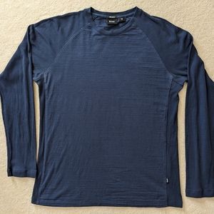 Hugo Boss Pima Cotton Regular Fit Shirt Top blue ribbed sleeves L XL
